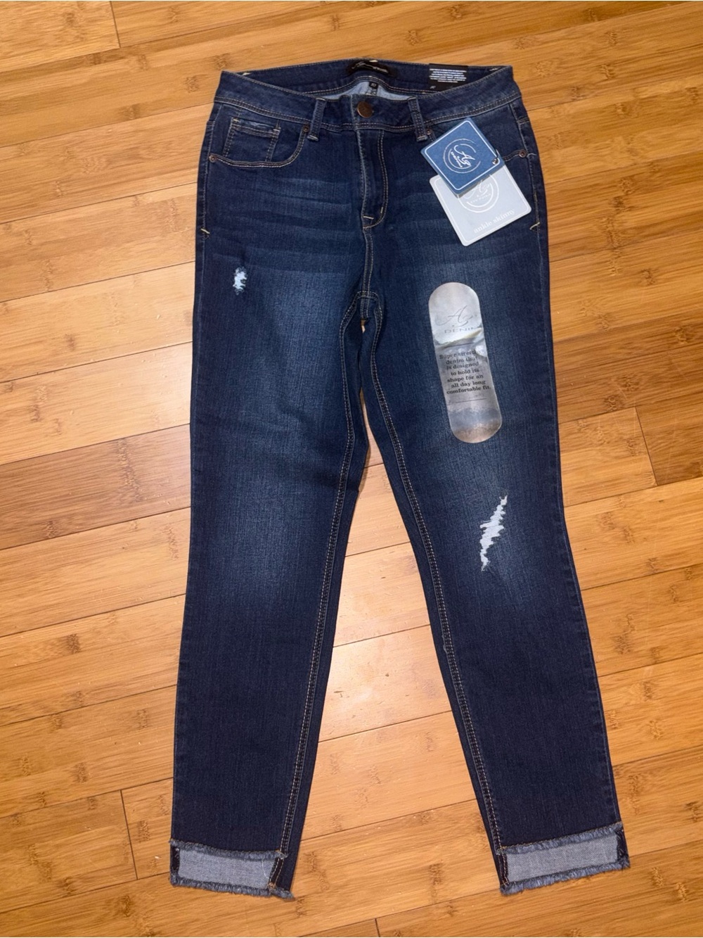 AG Denim Jeans Womens 10 Ankle Skinny Distressed Raw Hem Stretch NWT Dark Wash